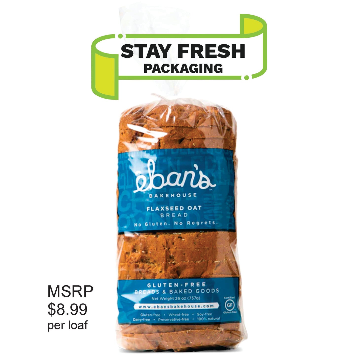 Flaxseed Oat Bread - Case - Six 26oz Loaves